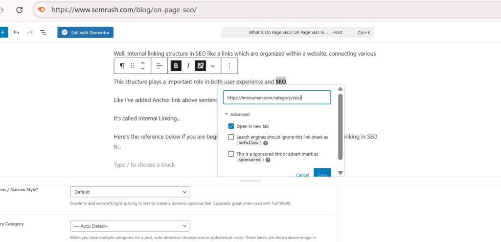On Page SEO Internal Linking