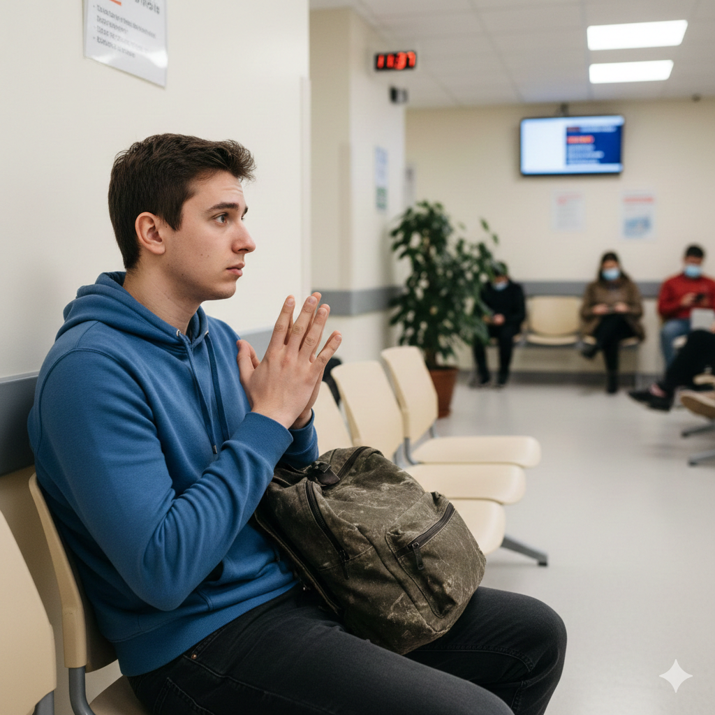 Boy Sad Face in Hospital Prompt