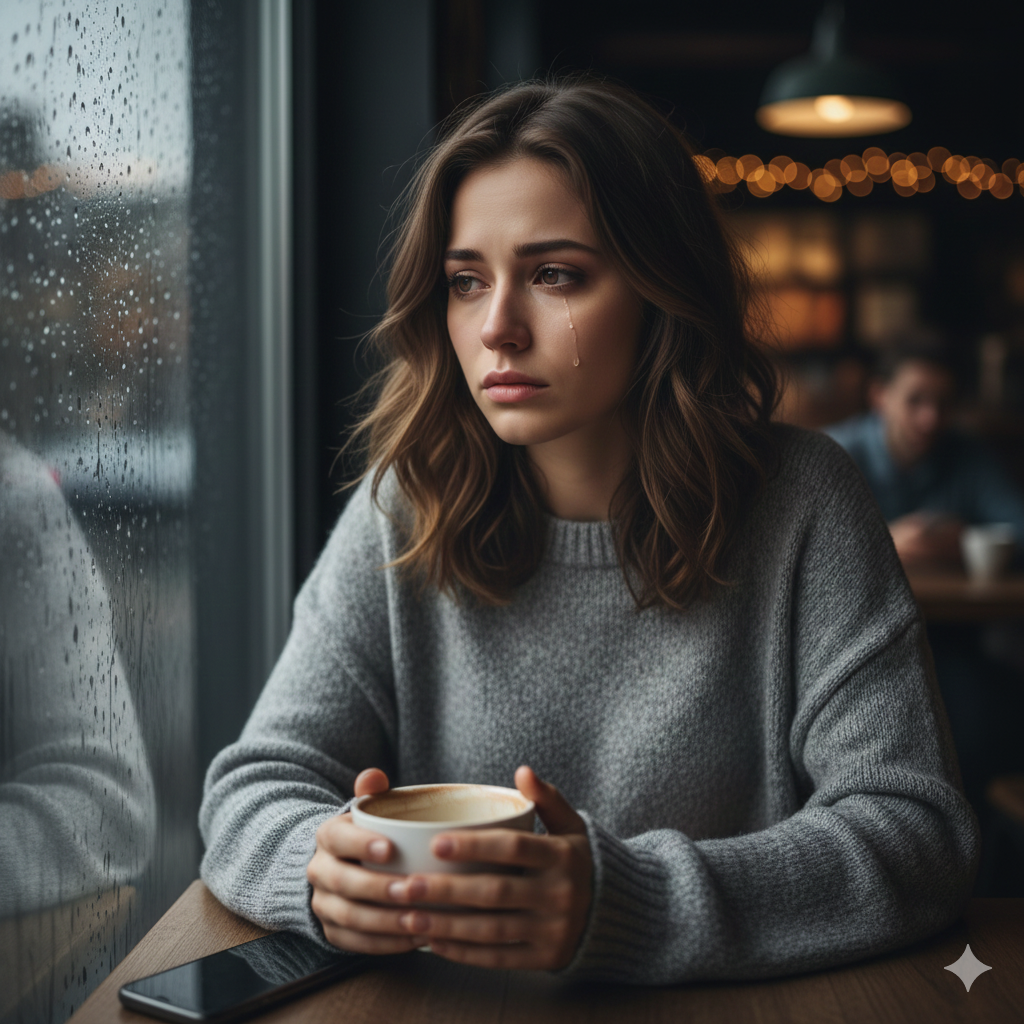 Girl Sad face After Breakup Prompt