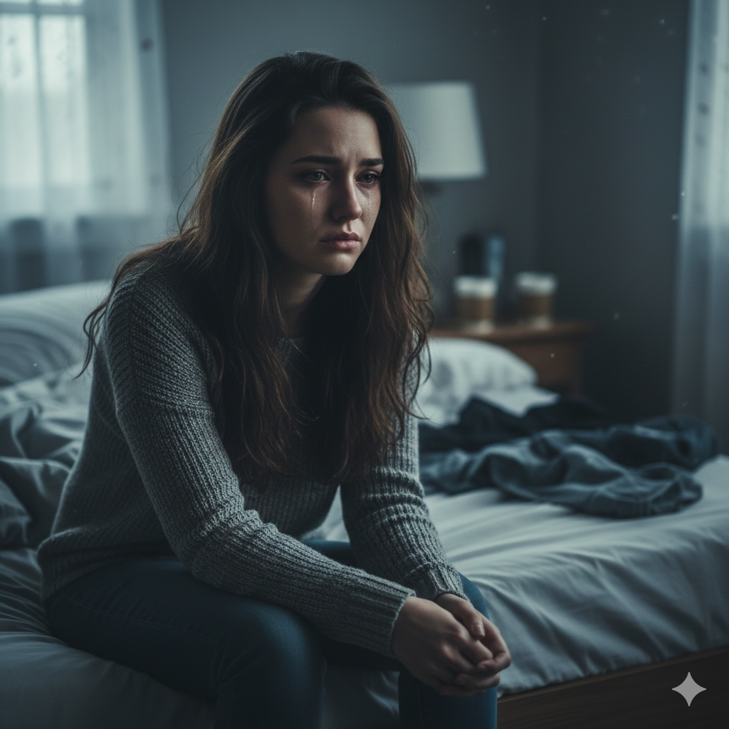 Girl Sad Face in Depression Prompt
