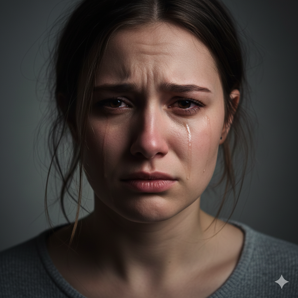 Sad Girl face showing emotional pain Prompt